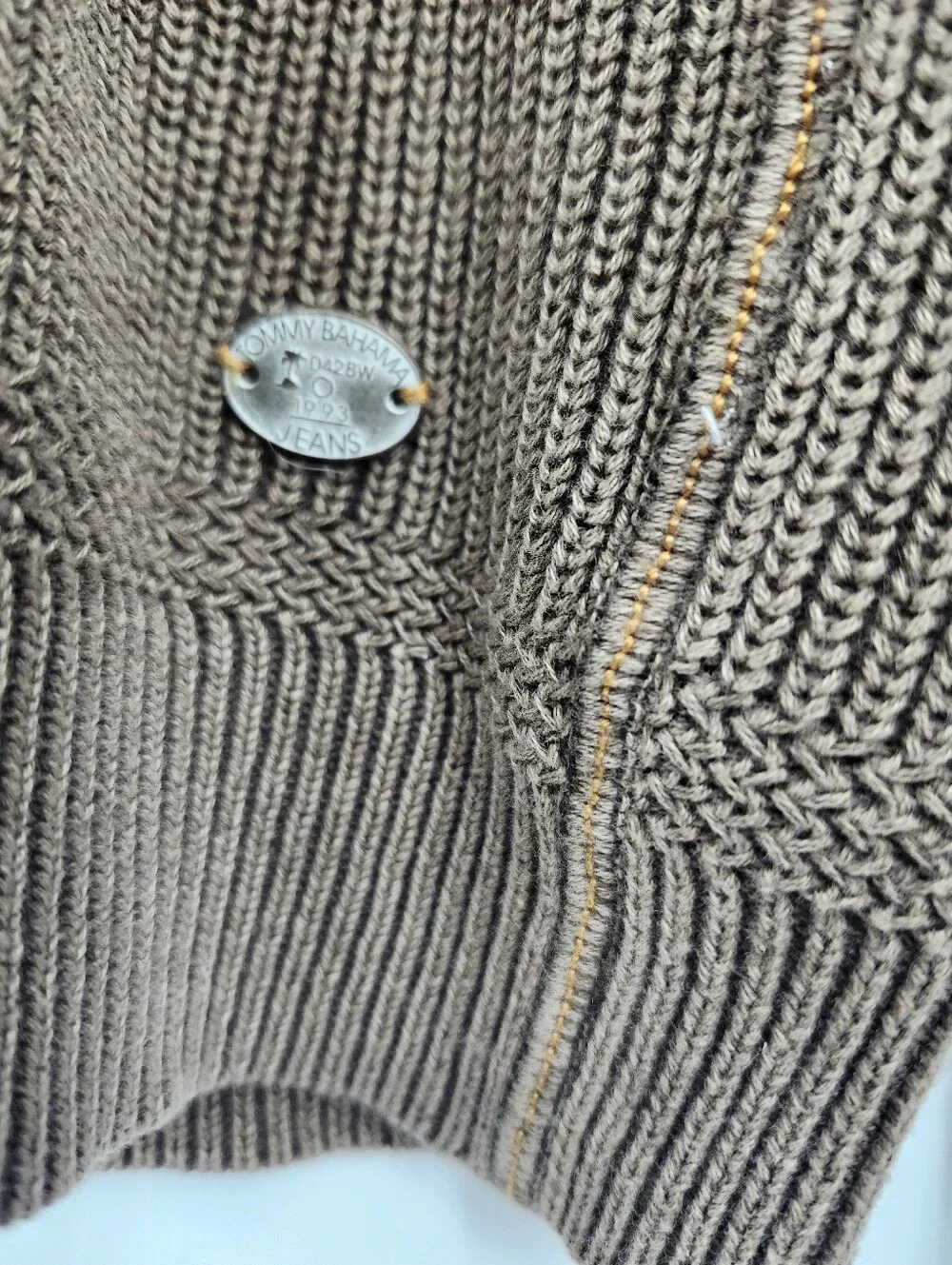Tommy Bahama East River Half-Zip Cotton Sweater Brown Long Sleeve Men’s Size L